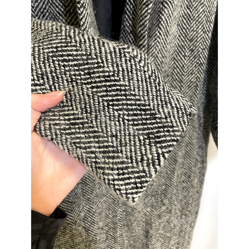 Herringbone One Button Single Breasted Long Overc… - image 4